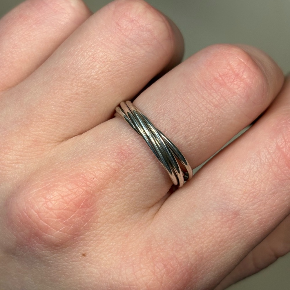 Sterling Silver Multi Band Interlocking Rolling R… - image 3